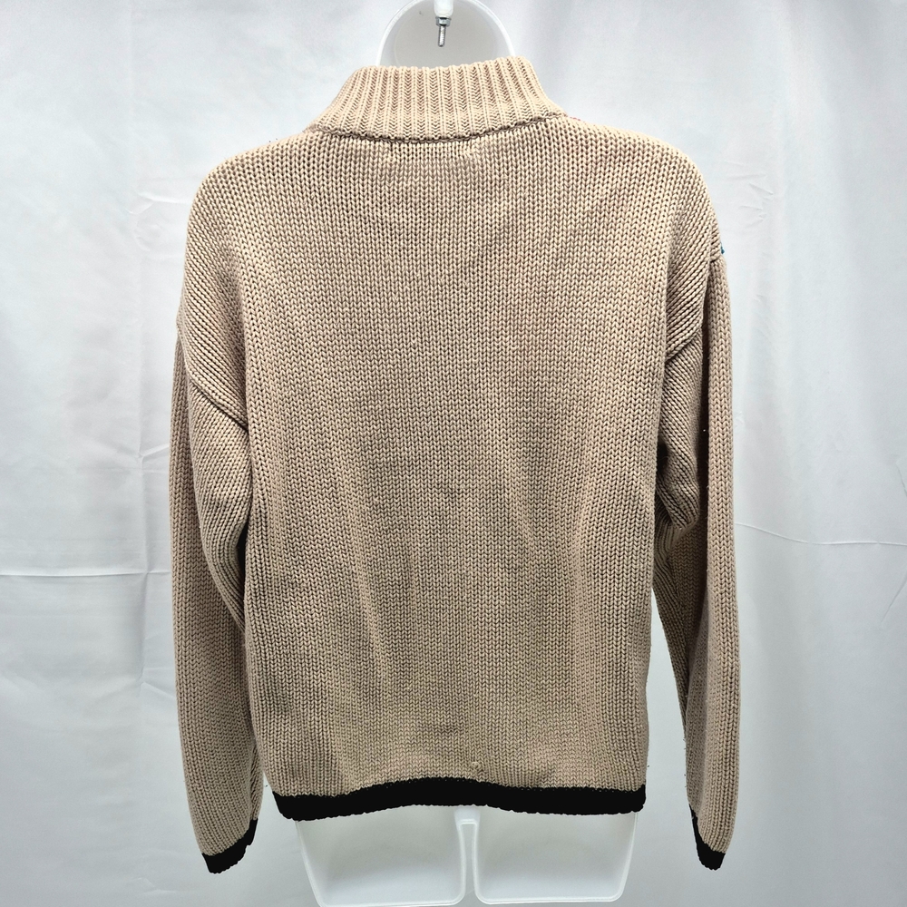 Vintage 80s 90s Adam French Chunky Knit Sweater Geometric Abstract Mock Neck Med - Picture 3 of 9